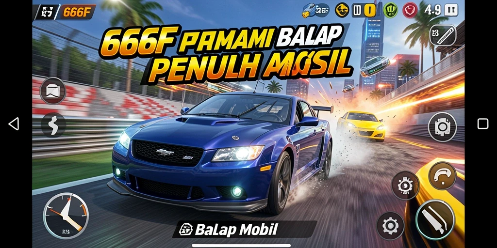Tampilan antarmuka permainan balap mobil yang menarik dan interaktif.