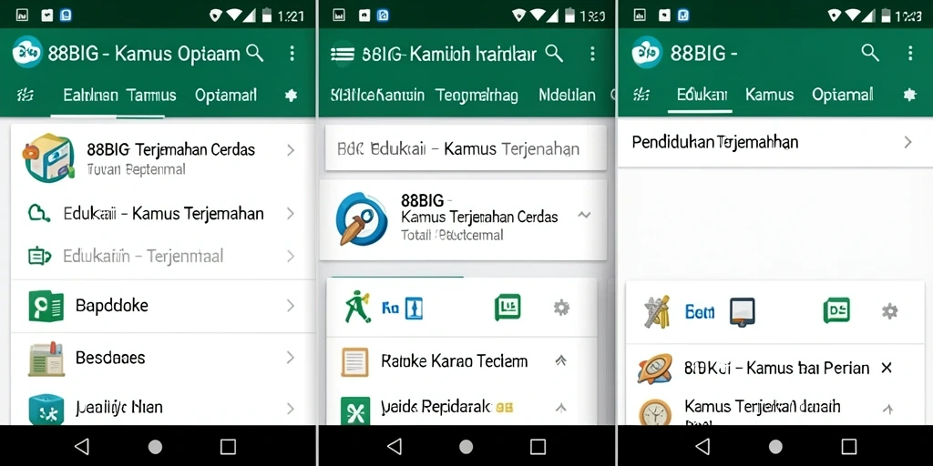 Antarmuka aplikasi 88BIG dengan fitur Kamus Terjemahan yang intuitif.