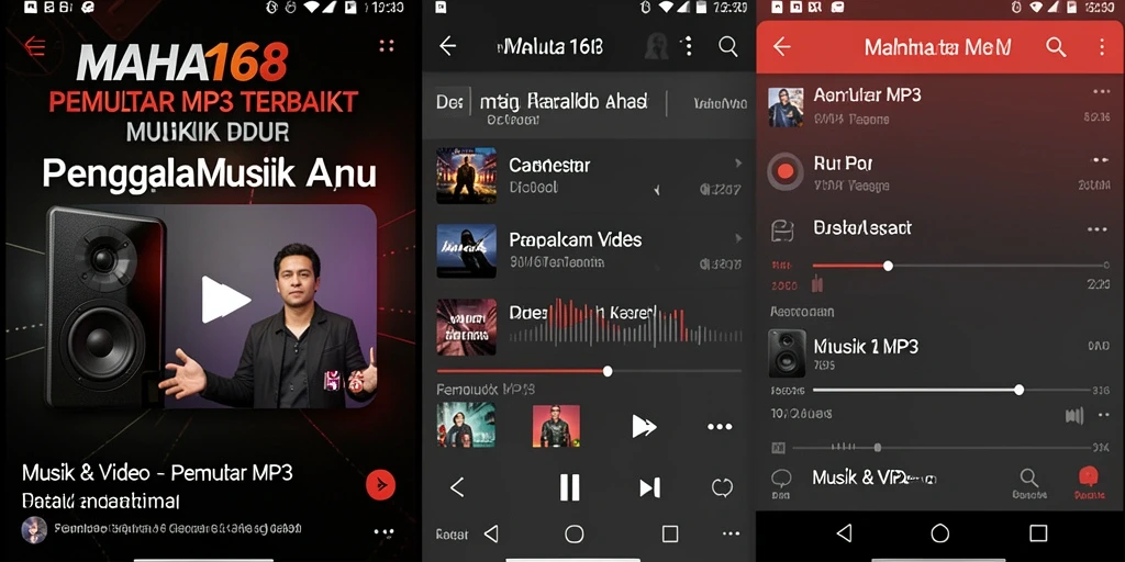 Screenshot MAHA168 menunjukkan antarmuka Pemutar MP3 yang intuitif dan menarik.