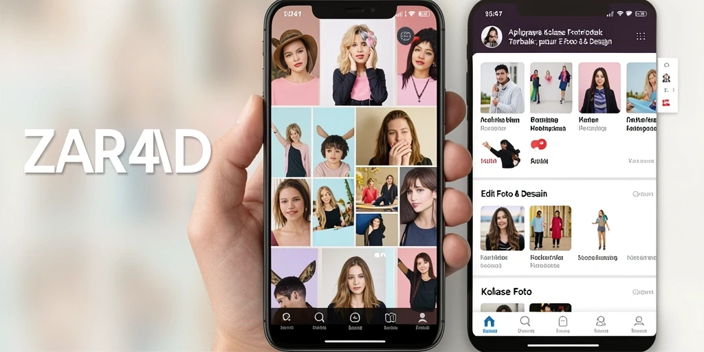 Antarmuka ZARA4D menampilkan fitur kolase foto yang menarik dan mudah digunakan.